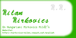 milan mirkovics business card